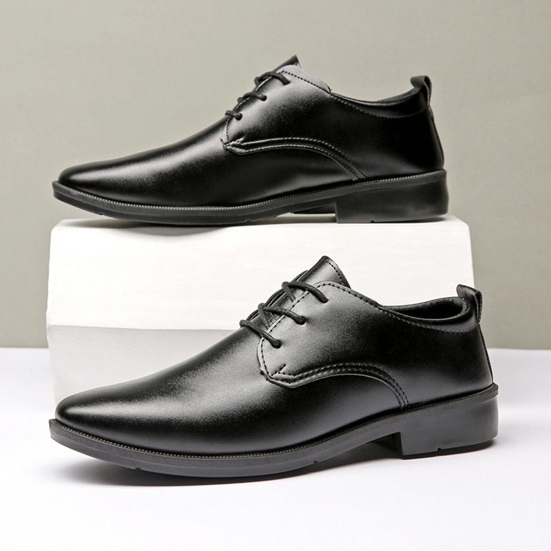 ASSKLO business formal leather shoes for men fashionable and elegant Rubber outsole with raised pointed toe for men lace up leather shoes for weddings groom's leather shoes for leisure