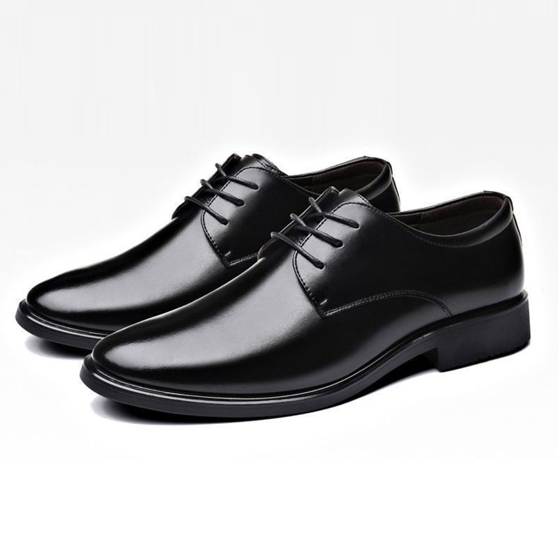 ASSKLO business formal leather shoes for men fashionable and elegant Rubber outsole with raised pointed toe for men lace up leather shoes for weddings groom's leather shoes for leisure