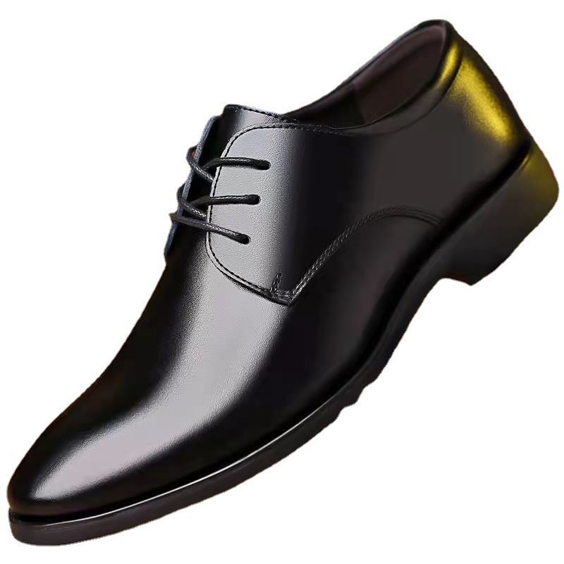 ASSKLO business formal leather shoes for men fashionable and elegant Rubber outsole with raised pointed toe for men lace up leather shoes for weddings groom's leather shoes for leisure