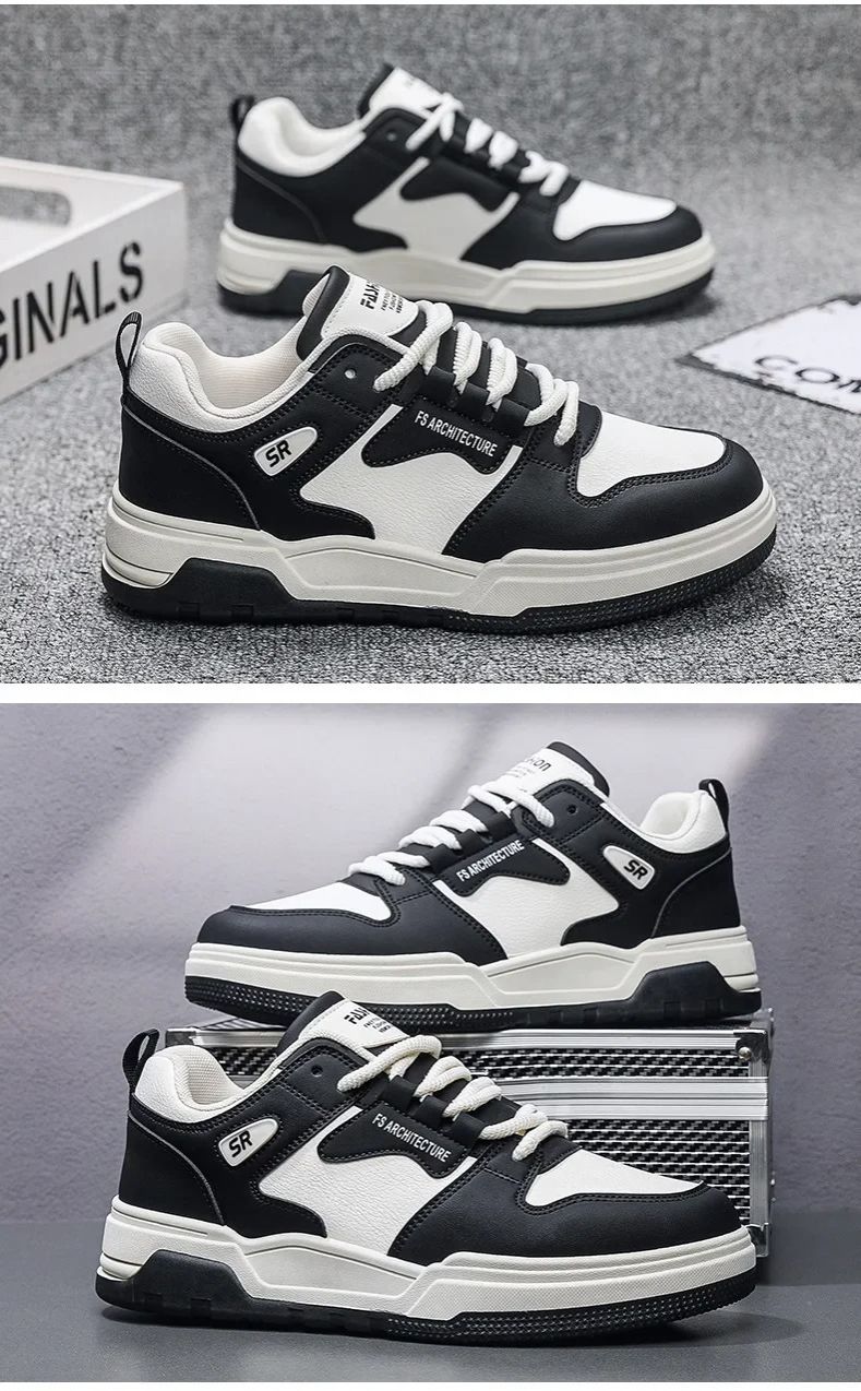 ASSKLO 2025 NEW Trendy Men's Sneakers Men's Shoes Versatile Casual Shoes Flats PU leather Rubber Thick Soled Shoes Sports Shoes Outdoor Tennis Shoes Male Footwear Men's Skateboarding Shoes Board Shoes