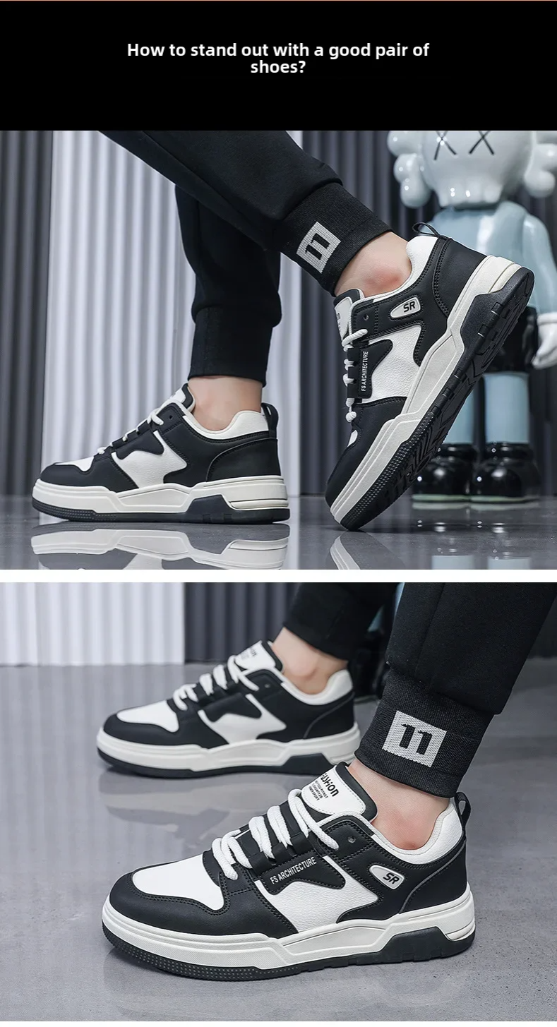 ASSKLO 2025 NEW Trendy Men's Sneakers Men's Shoes Versatile Casual Shoes Flats PU leather Rubber Thick Soled Shoes Sports Shoes Outdoor Tennis Shoes Male Footwear Men's Skateboarding Shoes Board Shoes