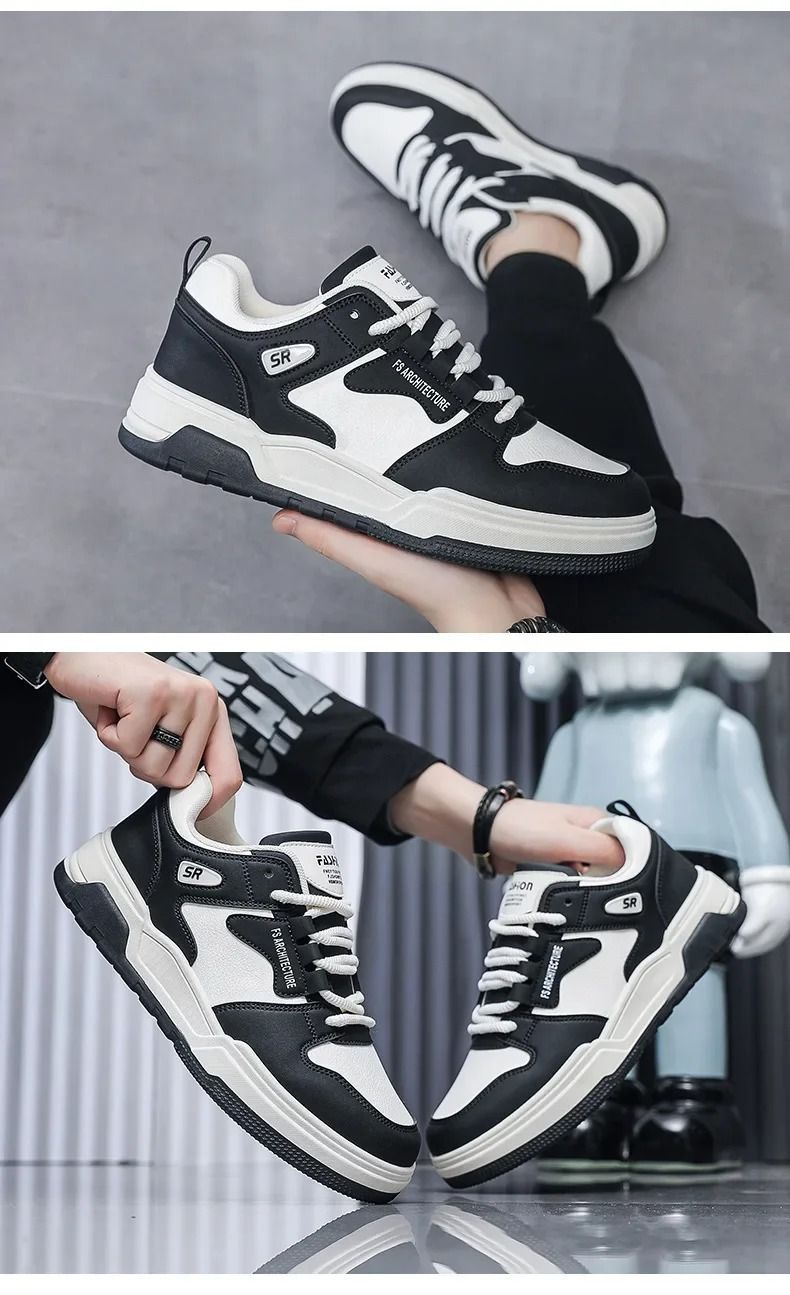 ASSKLO 2025 NEW Trendy Men's Sneakers Men's Shoes Versatile Casual Shoes Flats PU leather Rubber Thick Soled Shoes Sports Shoes Outdoor Tennis Shoes Male Footwear Men's Skateboarding Shoes Board Shoes