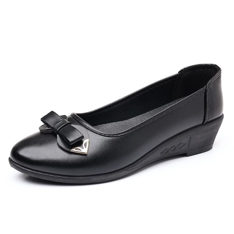 ASSKLO New women's leather shoes Flat Shoes Casual Soft Sole Soft leather comfortable soft shoes kitchen work flats Slip on Shoes black