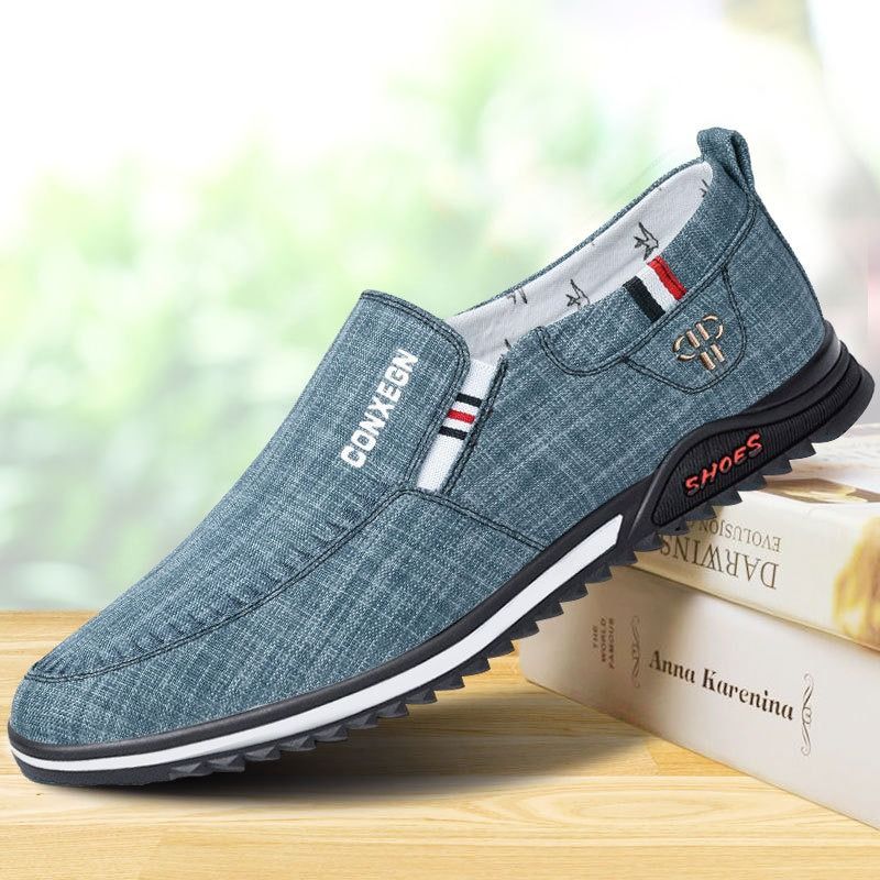 ASSKLO New Fashion Canvas Shoes Loafers Men's Shoes Men's Casual Shoes Cloth Shoes Driving Shoes Flats Sports Running Athletic Anti Odor Comfortable Rubber Sole Boy's Non-Slip Students Walking Shoes