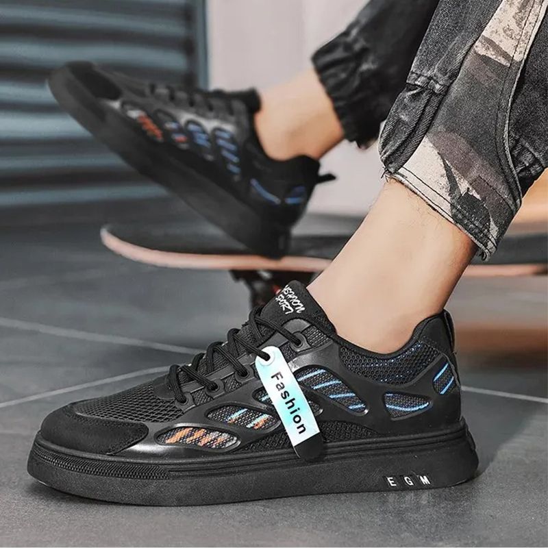 2025 New Trendy Style Sports Flat Shoes Men's Breathable Casual Low-Top Mesh Sneakers Versatile Comfortable Rubber Outsole Men's Footwear Breathable EVA Leather Mesh Casual Work Shoes Unisex Slip-On