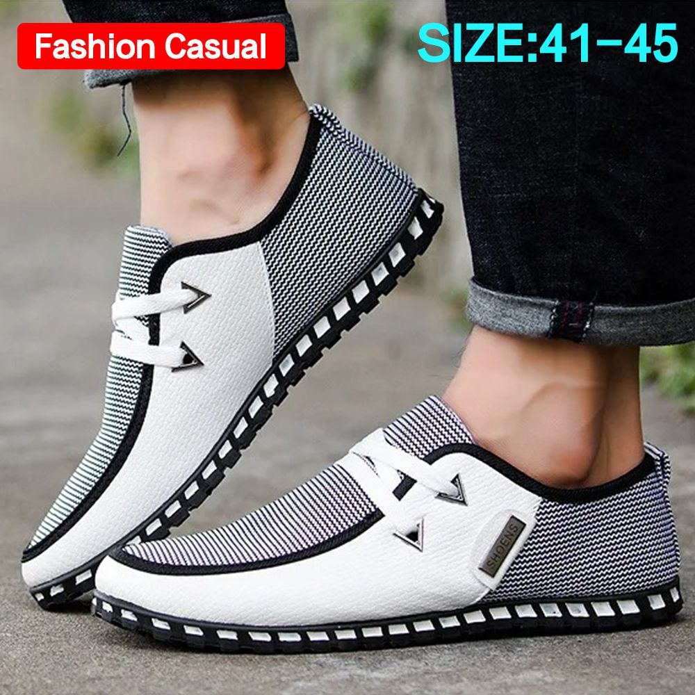 Men's Fashion Casual Shoes Men's Sneakers Rubber Flats Leather Canvas Shoes Slip On Shoes Men's Leather Shoes Lazy Shoes Male Shoe Tide Business Men's Shoes male canvas shoes man sneakers comfortable