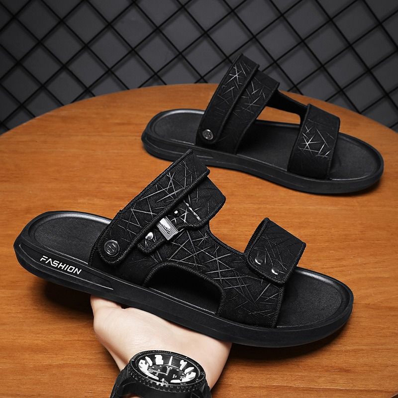 ASSKLO New Quality Leather Men sandals Fashion Slippers Open Shoes Comfortable Summer Sandals Beach Shoes Soft Sole Flats Wear-resistant Non-slip Anti-odor Driving Shoes Durable Shoes Household Shoes