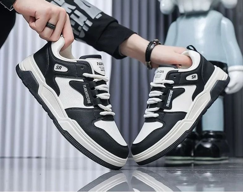 ASSKLO Fashion Men's Sneakers Men's Board Shoes Soft Leather Sneakers Men's Casual Shoes Outdoor Non Slip Lace Up Sneakers Stylish Sports Shoes Running Shoes Walking Shoes Comfortable Breathable