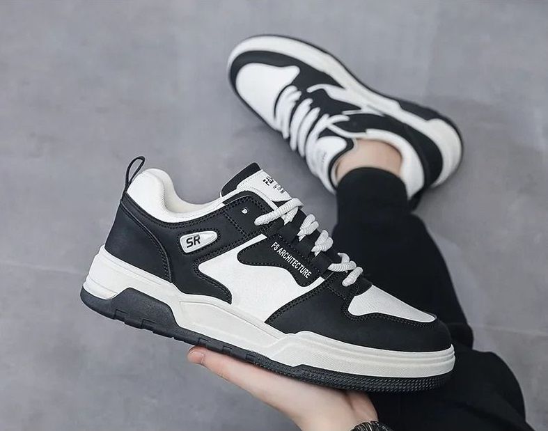 ASSKLO Fashion Men's Sneakers Men's Board Shoes Soft Leather Sneakers Men's Casual Shoes Outdoor Non Slip Lace Up Sneakers Stylish Sports Shoes Running Shoes Walking Shoes Comfortable Breathable