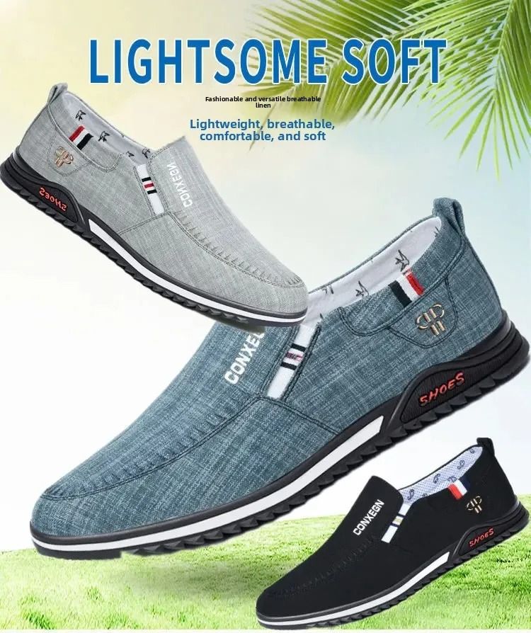 ASSKLO New Fashion Canvas Shoes Loafers Men's Shoes Men's Casual Shoes Cloth Shoes Driving Shoes Flats Sports Running Athletic Anti Odor Comfortable Rubber Sole Boy's Non-Slip Students Walking Shoes