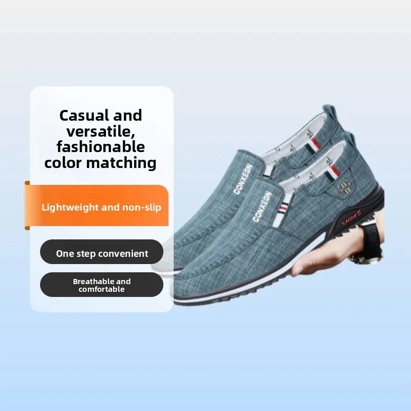 ASSKLO New Fashion Canvas Shoes Loafers Men's Shoes Men's Casual Shoes Cloth Shoes Driving Shoes Flats Sports Running Athletic Anti Odor Comfortable Rubber Sole Boy's Non-Slip Students Walking Shoes