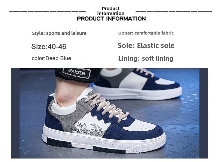 ASSKLO  Large Size sneakers Men's Shoes Breathable Little White Shoes Fashion Versatile Thick Sole Sports and Casual Board Shoes Flat shoes Trendy Shoes Sneakers Running Shoes Athletic Outdoor blue