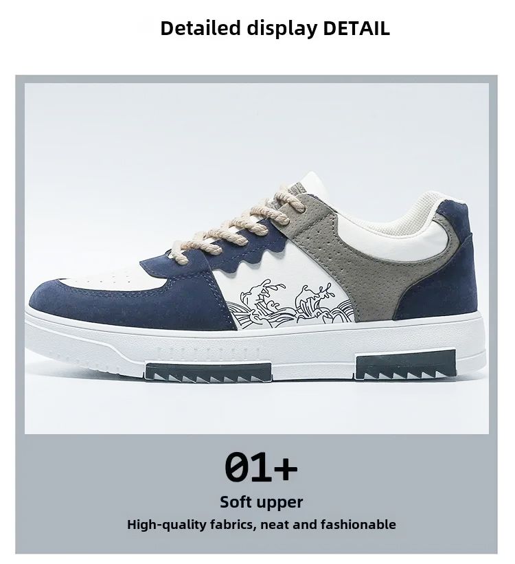ASSKLO  Large Size sneakers Men's Shoes Breathable Little White Shoes Fashion Versatile Thick Sole Sports and Casual Board Shoes Flat shoes Trendy Shoes Sneakers Running Shoes Athletic Outdoor blue
