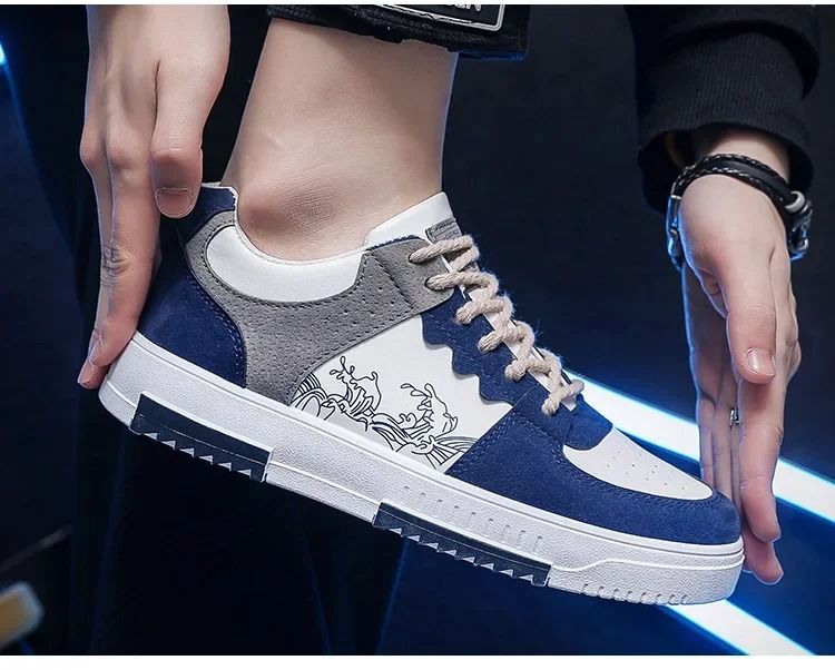 ASSKLO  Large Size sneakers Men's Shoes Breathable Little White Shoes Fashion Versatile Thick Sole Sports and Casual Board Shoes Flat shoes Trendy Shoes Sneakers Running Shoes Athletic Outdoor blue