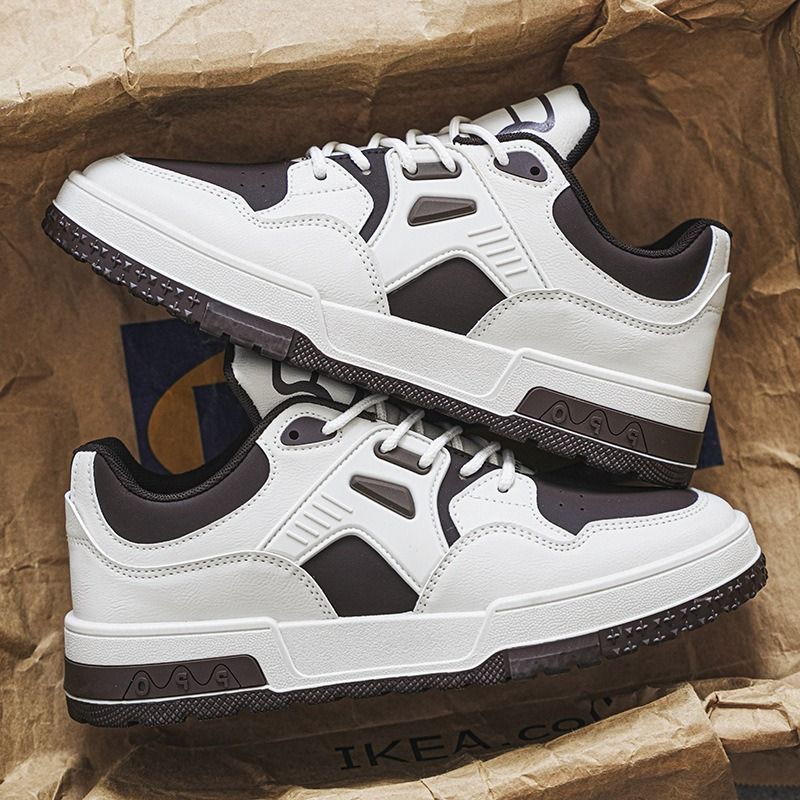 ASSKLO Men's Sneakers Fashion Lace-up Pu Upper Comfortable Shoes Men's Outdoor Casual Skateboard Shoes Casual  Hard-Wearing Walking Shoes Thick Sole Anti Slip Sneakers Breathable Footwear