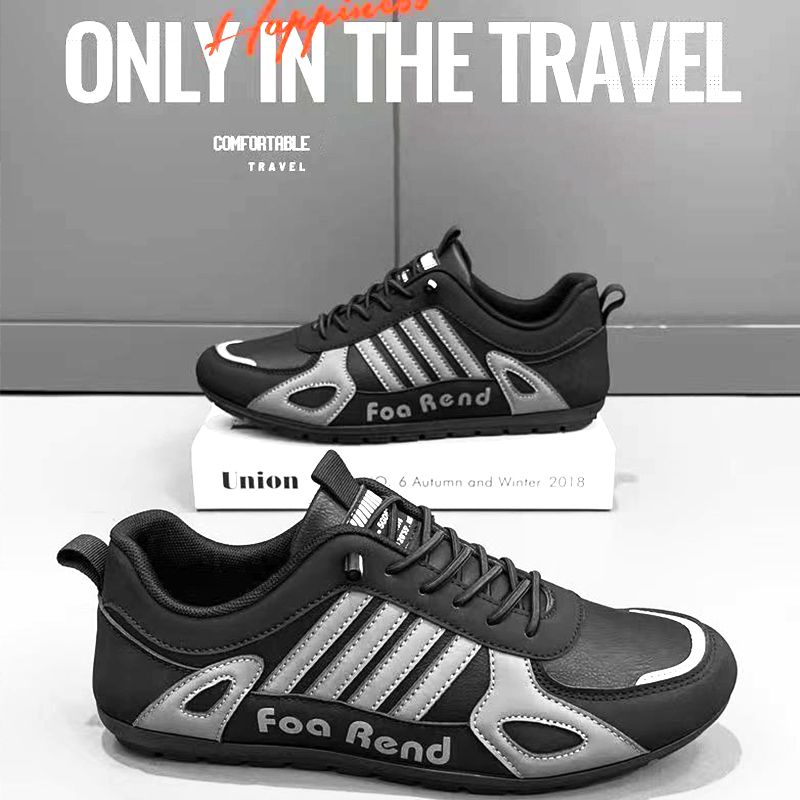 ASSKLO Large size 41-46 New PU Leather Shoes trendy genuine versatile wear-resistant breathable board shoes MensTrendy Sport Sneaker Lace Up Footwear military training soft soled sports leisure shoes