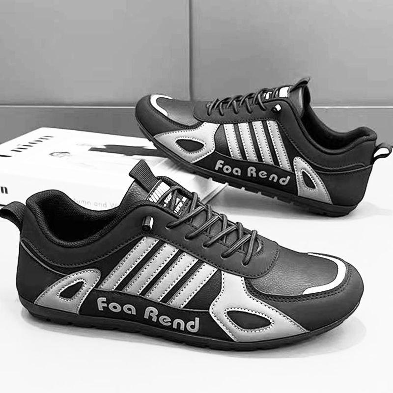 ASSKLO Large size 41-46 New PU Leather Shoes trendy genuine versatile wear-resistant breathable board shoes MensTrendy Sport Sneaker Lace Up Footwear military training soft soled sports leisure shoes