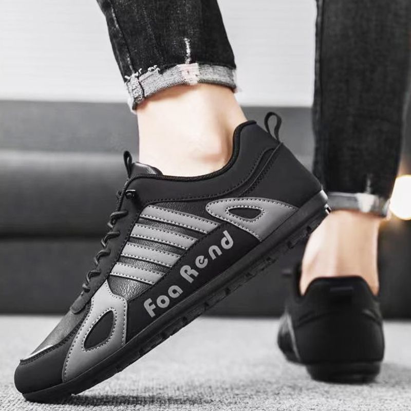 ASSKLO Large size 41-46 New PU Leather Shoes trendy genuine versatile wear-resistant breathable board shoes MensTrendy Sport Sneaker Lace Up Footwear military training soft soled sports leisure shoes