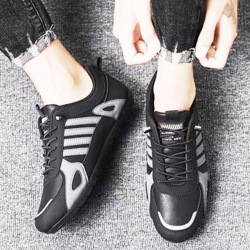 ASSKLO Large size 41-46 New PU Leather Shoes trendy genuine versatile wear-resistant breathable board shoes MensTrendy Sport Sneaker Lace Up Footwear military training soft soled sports leisure shoes