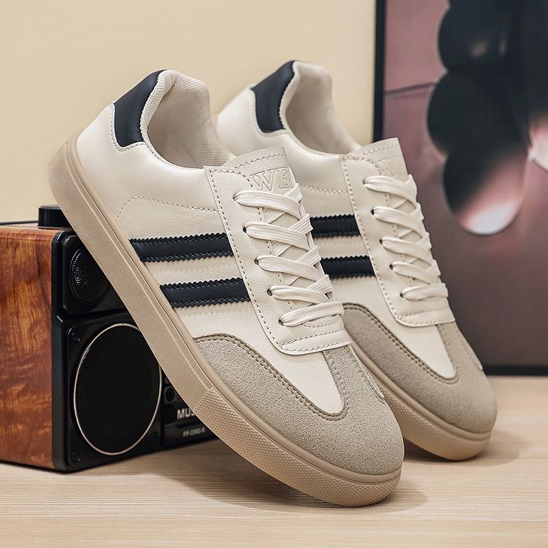 ASSKLO Fashion Men Shoes Sneakers German Trainer Casual Shoes Jogging Trainers Lace-Up Breathable Sport Shoes Running Sneakers Round Toe Flats Comfortable Walking Shoes Durable Leather Rubber Soles