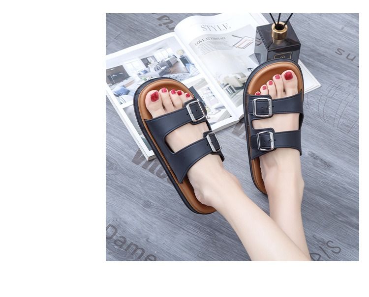 ASSKLO Fashion Slippers comfortable Open Sandals Women's Summer Slides Birkenstock Opens Rubber Sole New Sandals and Slippers Women's Sandals Adult Beach Open Shoes Non-slip Open-toe Generic Sandals