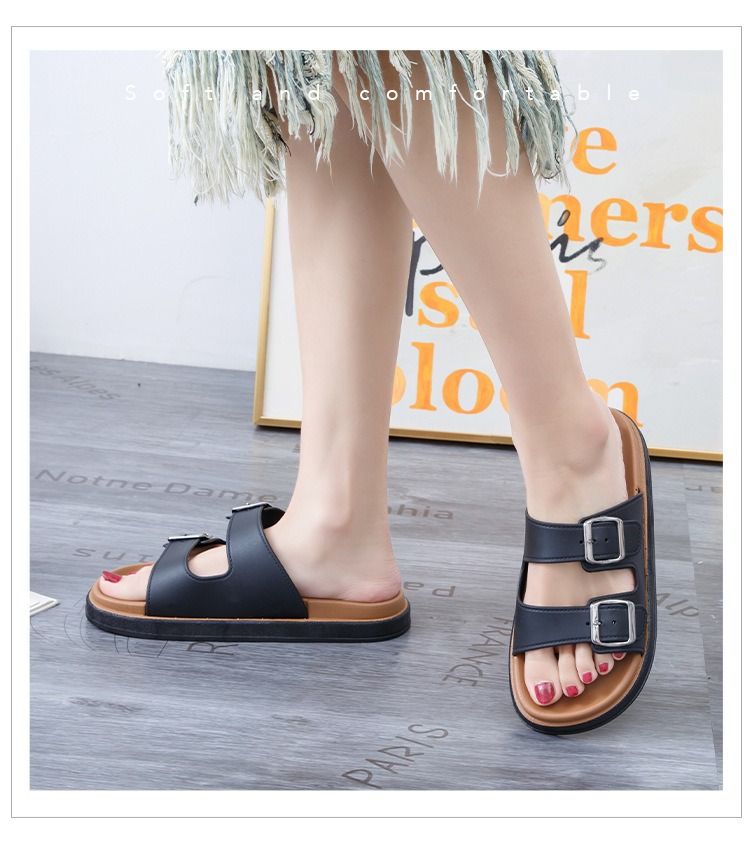 ASSKLO Fashion Slippers comfortable Open Sandals Women's Summer Slides Birkenstock Opens Rubber Sole New Sandals and Slippers Women's Sandals Adult Beach Open Shoes Non-slip Open-toe Generic Sandals