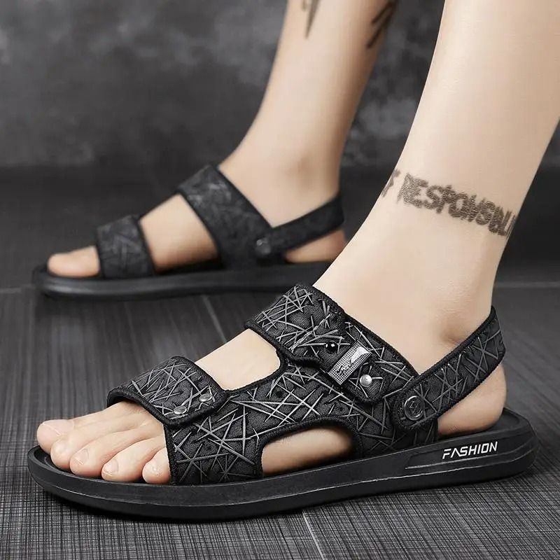 ASSKLO New Quality Leather Men sandals Fashion Slippers Open Shoes Comfortable Summer Sandals Beach Shoes Soft Sole Flats Wear-resistant Non-slip Anti-odor Driving Shoes Durable Shoes Household Shoes