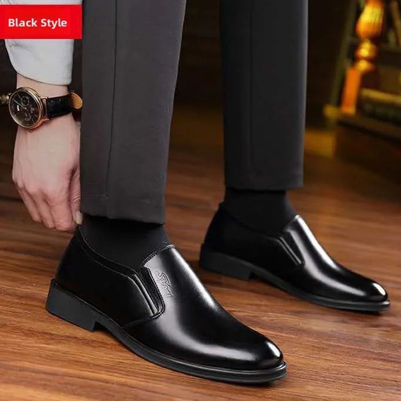 ASSKLO Men's Leather Shoes Fashion Casual Shoes Loafers Male Shoes Slip-Ons Shoes Business Shoes  Breathable Dress Shoes Pointed Toe Formal Shoes Rubber Sole PU Leather Man Pointed Boy Formal Office