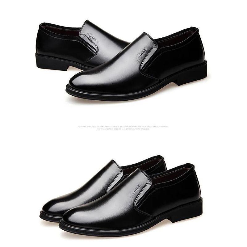 ASSKLO Men's Leather Shoes Fashion Casual Shoes Loafers Male Shoes Slip-Ons Shoes Business Shoes  Breathable Dress Shoes Pointed Toe Formal Shoes Rubber Sole PU Leather Man Pointed Boy Formal Office