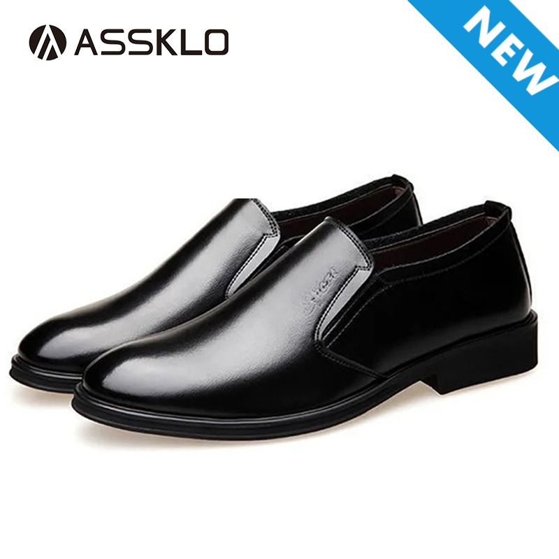 ASSKLO Men's Leather Shoes Fashion Casual Shoes Loafers Male Shoes Slip-Ons Shoes Business Shoes  Breathable Dress Shoes Pointed Toe Formal Shoes Rubber Sole PU Leather Man Pointed Boy Formal Office
