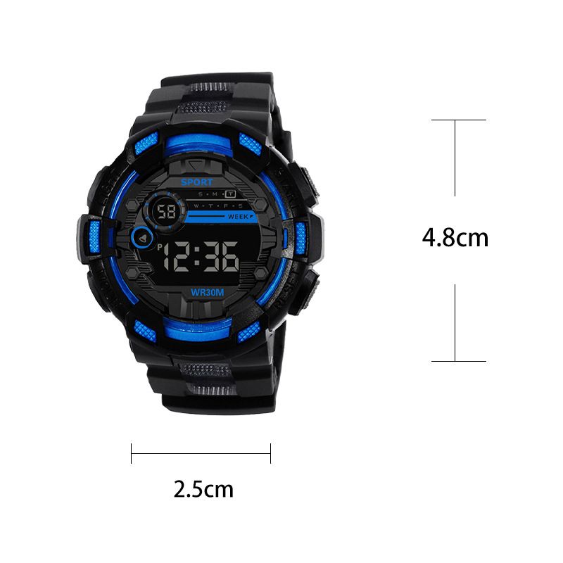 Middle and High School Students Boys Children Trendy Youth Watches Black Technology Waterproof Anti-fall Luminous Sports Electronic Watch