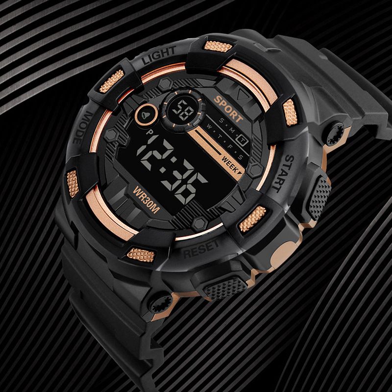 Middle and High School Students Boys Children Trendy Youth Watches Black Technology Waterproof Anti-fall Luminous Sports Electronic Watch