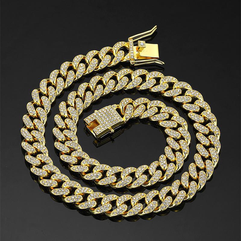 3pcs/set European and American High Quality Luxury Hip Hop Men's Watch Bracelet Necklace Full Diamonds Personalized Square Quartz Wrist Watch Diamond Inlaid Cuban chain Women's Ice Watch jewelry set