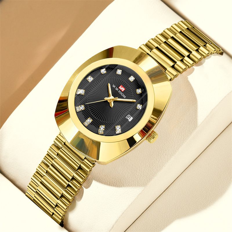 New Fashion High Grade Couple Watch Luxury Gold Stainless Steel Strap 30M Waterproof Diamond Cut Mirror High-end Quartz Men's Watch Exquisite  Casual Women's Wrist Watch