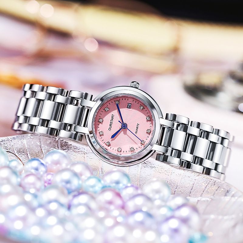 New High-end Fashion Temperament Simple Women's Watches Calendar Steel Band Waterproof Quartz Wrist Watch Ladies Business Casual Versatile Accessories