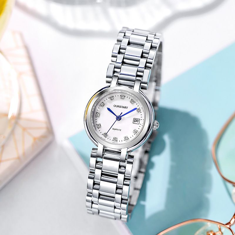 New High-end Fashion Temperament Simple Women's Watches Calendar Steel Band Waterproof Quartz Wrist Watch Ladies Business Casual Versatile Accessories