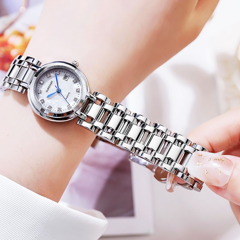 New High-end Fashion Temperament Simple Women's Watches Calendar Steel Band Waterproof Quartz Wrist Watch Ladies Business Casual Versatile Accessories