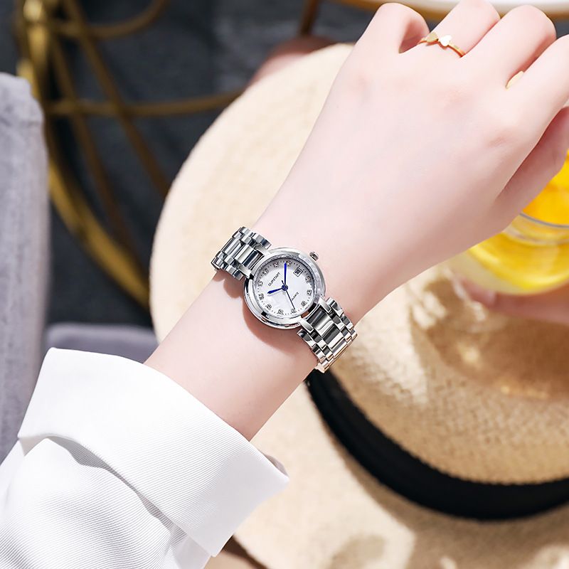 New High-end Fashion Temperament Simple Women's Watches Calendar Steel Band Waterproof Quartz Wrist Watch Ladies Business Casual Versatile Accessories