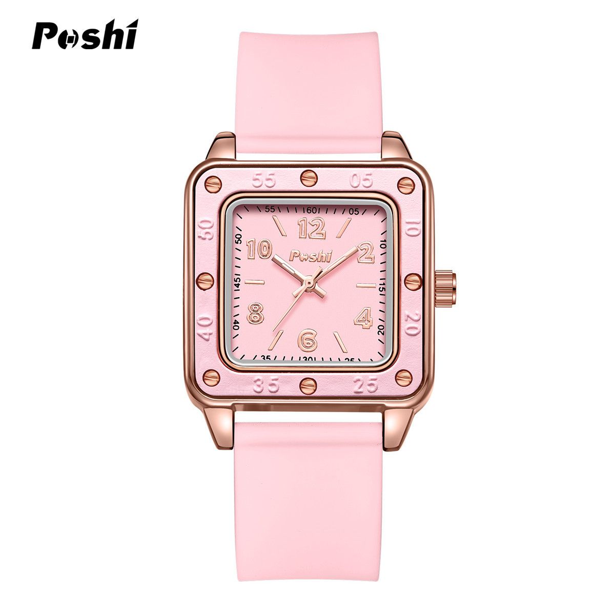 Poshi New Women's Watch Fashion Square Silicone Strap Watches Student Luminous Waterproof Wrist Watch Ladies Quartz Watch