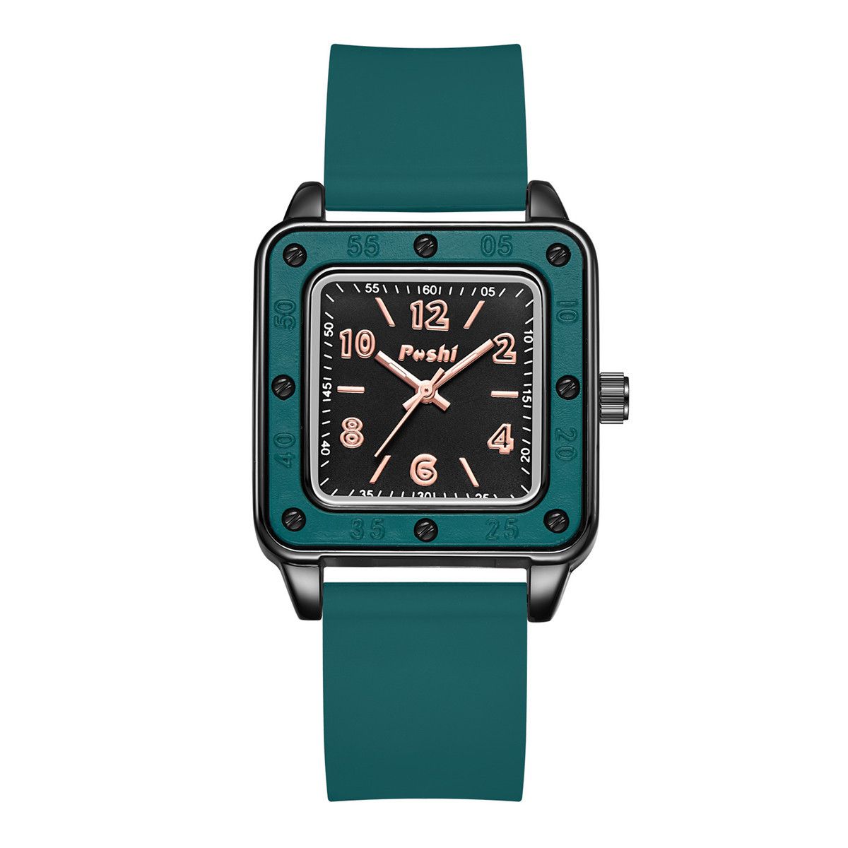 Poshi New Women's Watch Fashion Square Silicone Strap Watches Student Luminous Waterproof Wrist Watch Ladies Quartz Watch