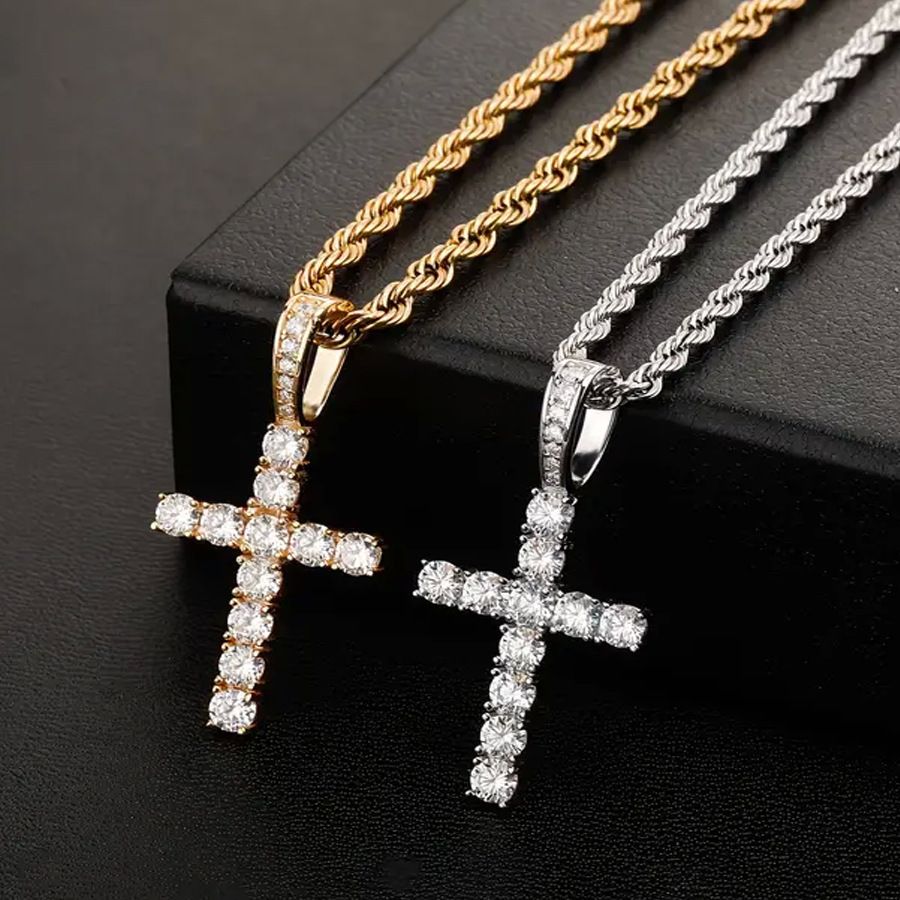 Hiphop5pcs/set Hip Hop Calendar Personalized Handsome Men's Watch Titanium Steel Necklace Bracelet Jewelry Watch Set（1*watch 1*bracelet 1*necklace 1*cross necklace 1*ring）