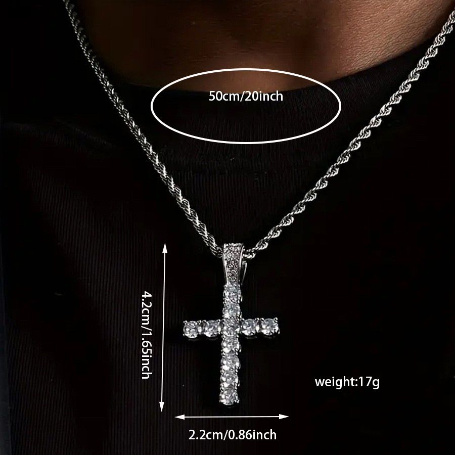 Hiphop5pcs/set Hip Hop Calendar Personalized Handsome Men's Watch Titanium Steel Necklace Bracelet Jewelry Watch Set（1*watch 1*bracelet 1*necklace 1*cross necklace 1*ring）