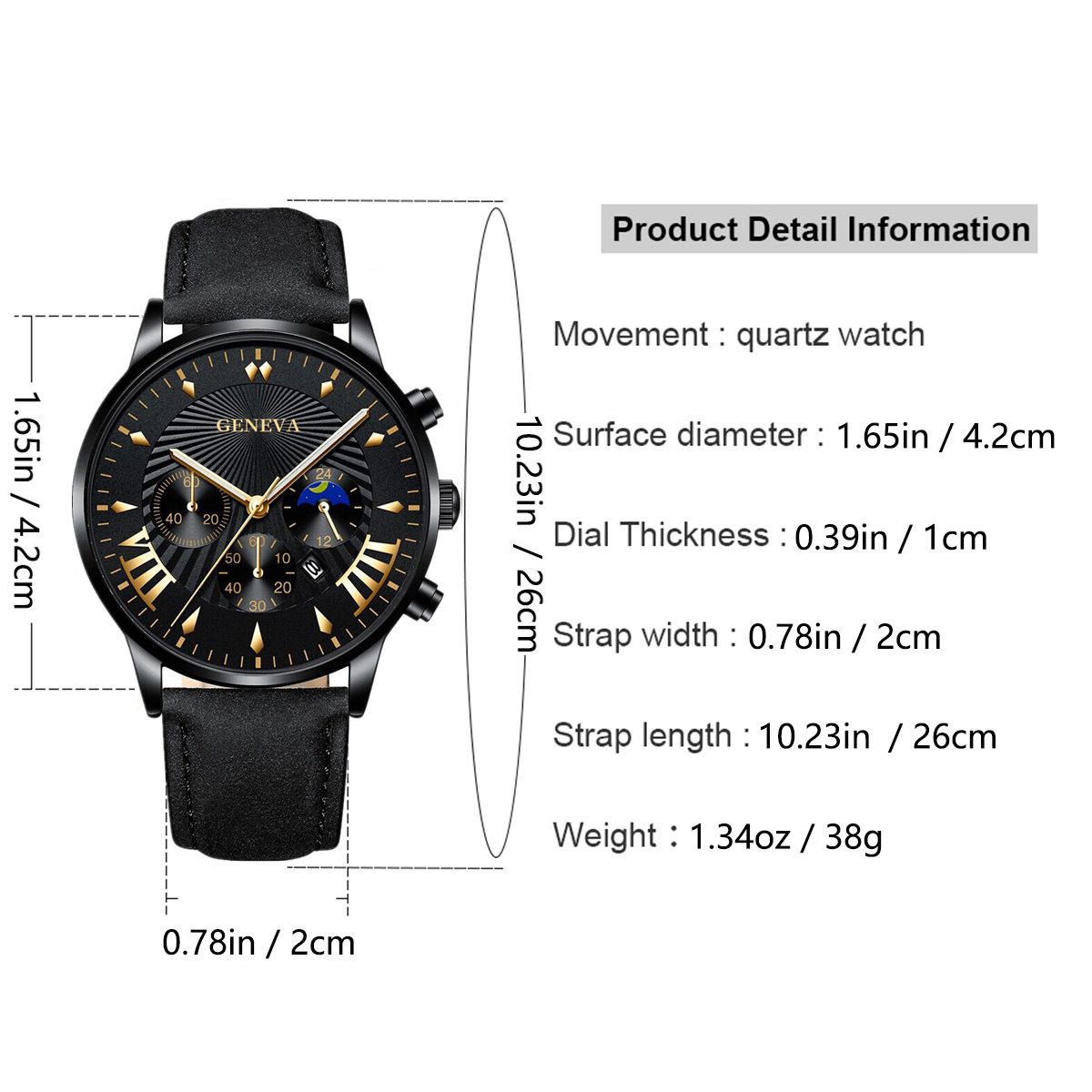 Fashion Mens Sports Watches Man Business Quartz Wristwatch Luxury Black Leather Bracelet Men Casual Clock Watch