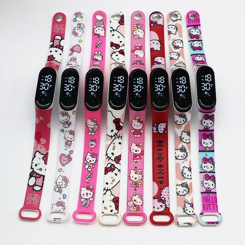 Hello Kitty LED Watch Anime Watch Silicone Boys and Girls Sports Cartoon Characters Children Christmas Birthday Gift