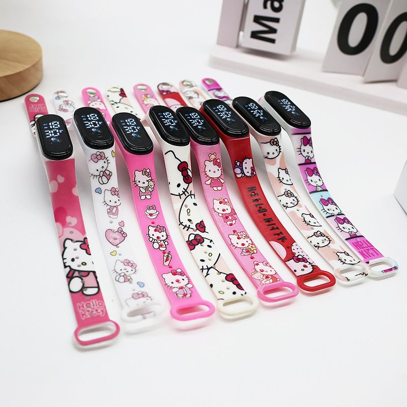 Hello Kitty LED Watch Anime Watch Silicone Boys and Girls Sports Cartoon Characters Children Christmas Birthday Gift