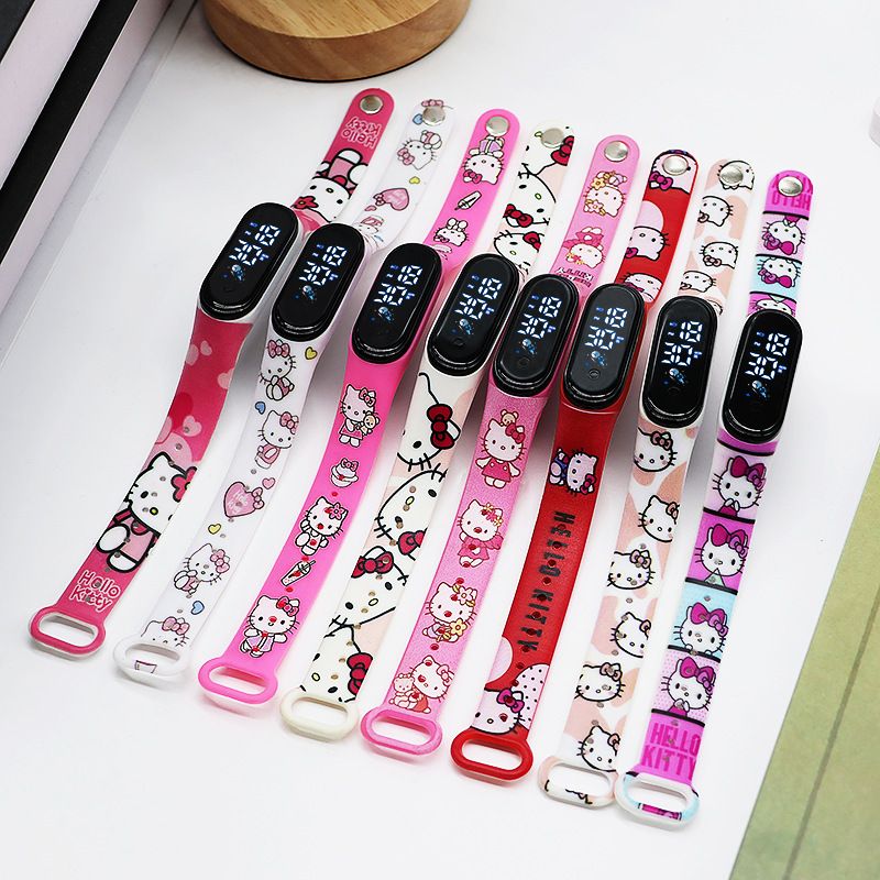 Hello Kitty LED Watch Anime Watch Silicone Boys and Girls Sports Cartoon Characters Children Christmas Birthday Gift