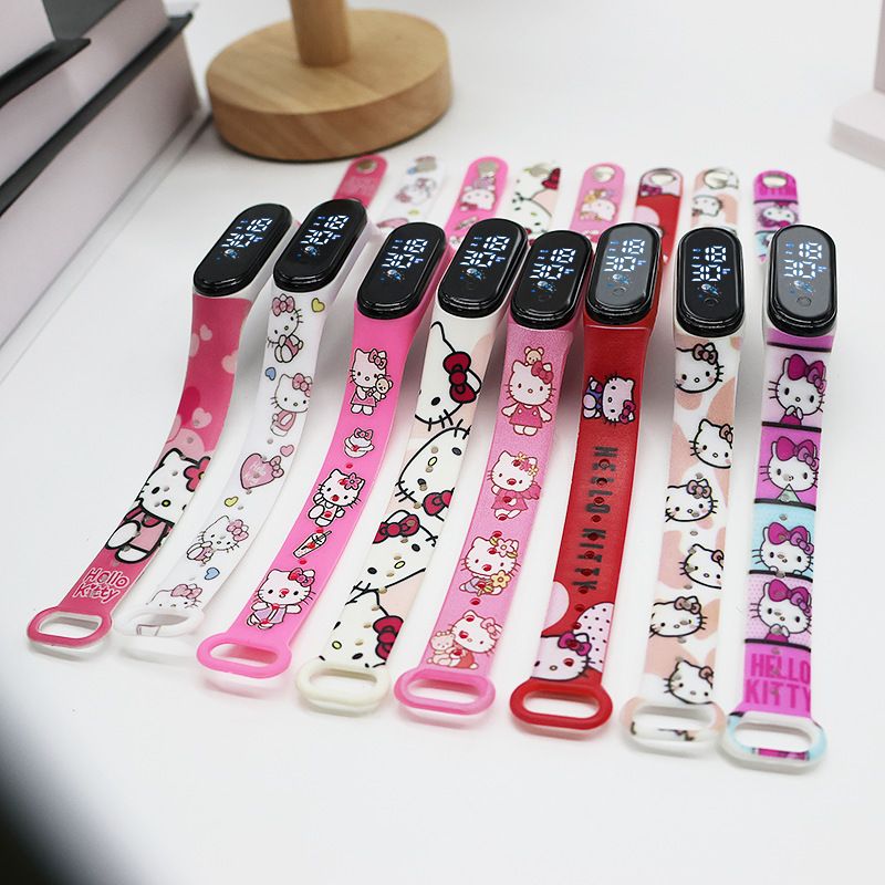 Hello Kitty LED Watch Anime Watch Silicone Boys and Girls Sports Cartoon Characters Children Christmas Birthday Gift
