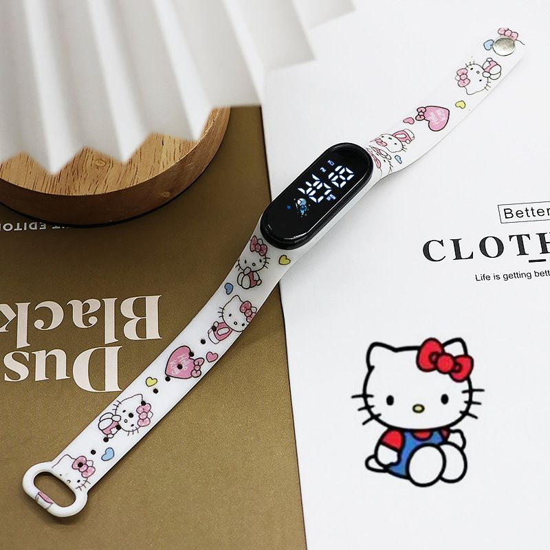 Hello Kitty LED Watch Anime Watch Silicone Boys and Girls Sports Cartoon Characters Children Christmas Birthday Gift