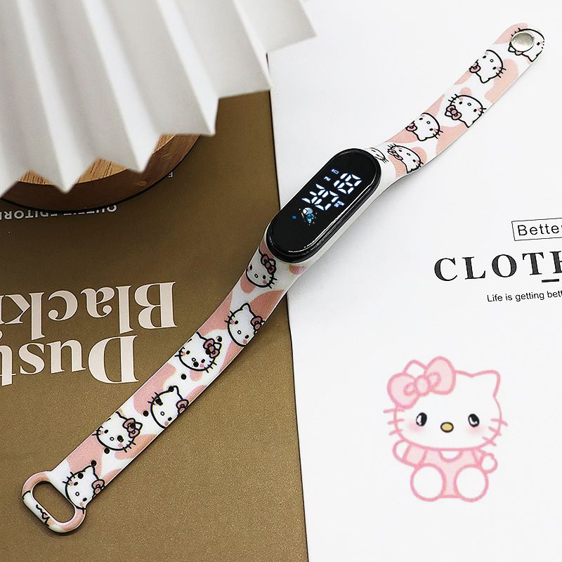 Hello Kitty LED Watch Anime Watch Silicone Boys and Girls Sports Cartoon Characters Children Christmas Birthday Gift