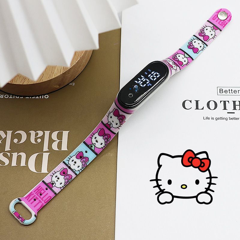 Hello Kitty LED Watch Anime Watch Silicone Boys and Girls Sports Cartoon Characters Children Christmas Birthday Gift
